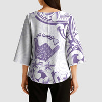 Aloha Hawaii Shaka Kimono Sleeve Blouse Hang Loose Purple Version DT05 - Polynesian Pride