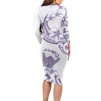 Aloha Hawaii Shaka Long Sleeve Bodycon Dress Hang Loose Purple Version DT05 - Polynesian Pride