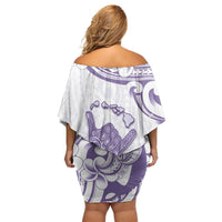 Aloha Hawaii Shaka Off Shoulder Short Dress Hang Loose Purple Version DT05 - Polynesian Pride