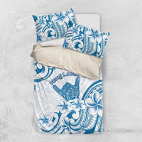 Aloha Hawaii Shaka Bedding Set Hang Loose Blue Version DT05 US Twin 172cm x 218cm Blue - Polynesian Pride