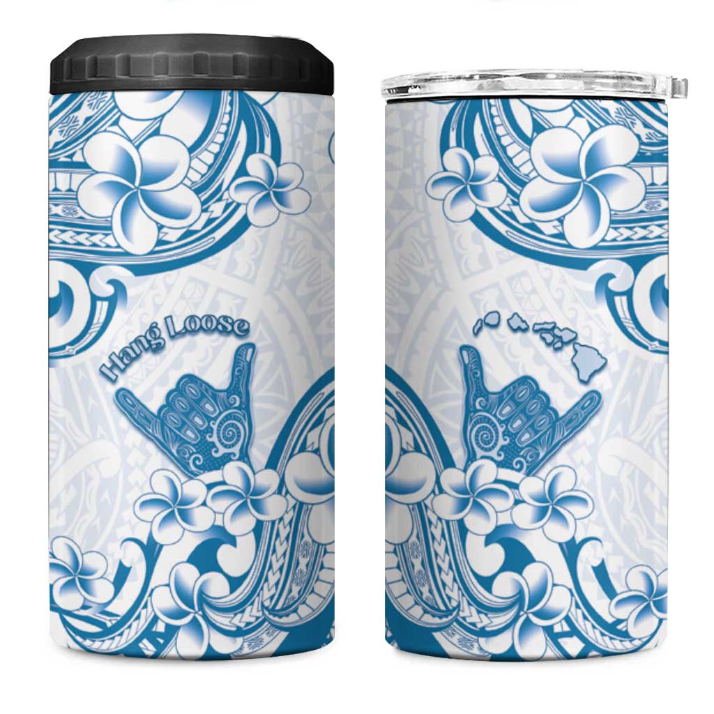Aloha Hawaii Shaka 4 in 1 Can Cooler Tumbler Hang Loose Blue Version DT05 One Size: 16 oz Blue - Polynesian Pride