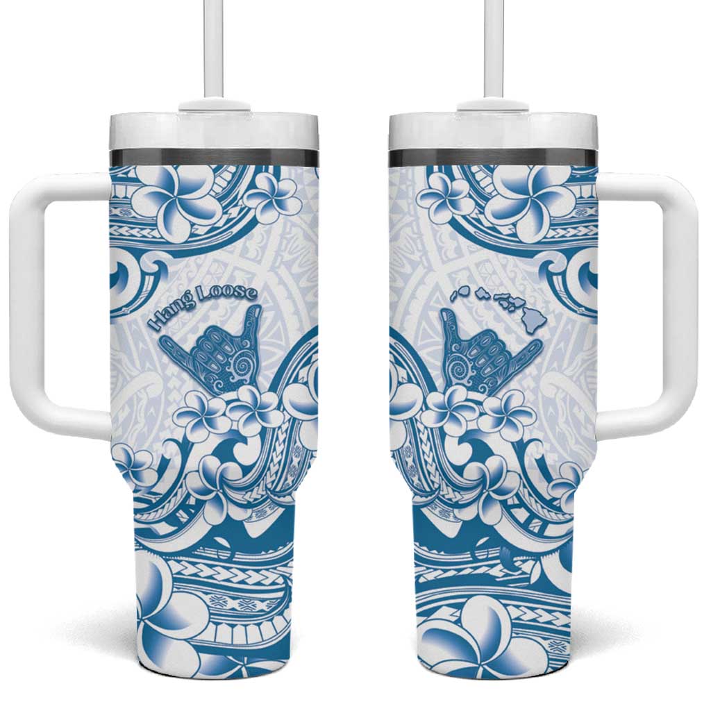 Aloha Hawaii Shaka Tumbler With Handle Hang Loose Blue Version DT05 One Size: 40 oz Blue - Polynesian Pride