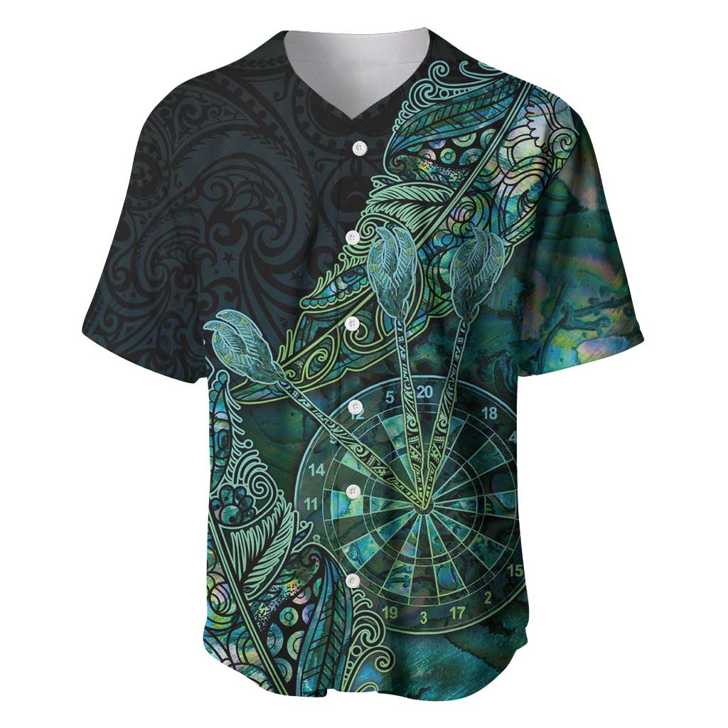 Personalised New Zealand Dart Baseball Jersey Maori Fern With Paua Shell DT05 Green - Polynesian Pride