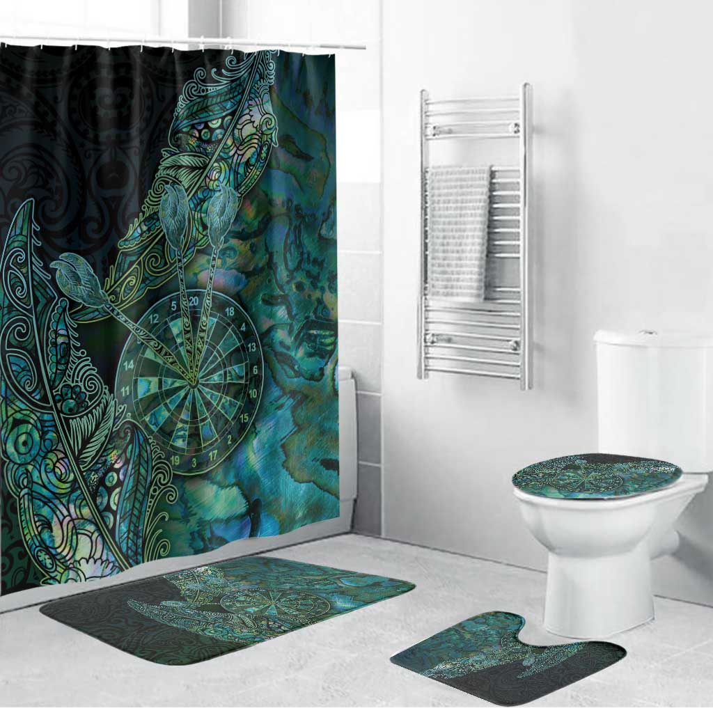 New Zealand Dart Bathroom Set Maori Fern With Paua Shell DT05 Bathroom Set (4 pcs) Green - Polynesian Pride