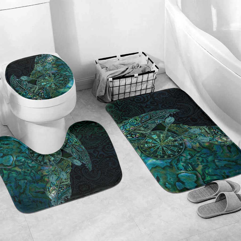 New Zealand Dart Bathroom Set Maori Fern With Paua Shell DT05 Mat Set Only (3 pcs) One Size Green - Polynesian Pride