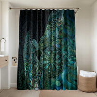 New Zealand Dart Bathroom Set Maori Fern With Paua Shell DT05 Shower Curtain Only Green - Polynesian Pride