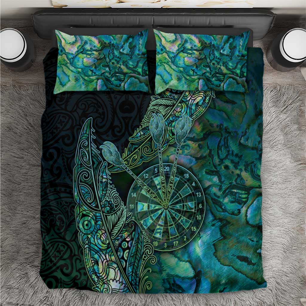 New Zealand Dart Bedding Set Maori Fern With Paua Shell DT05 Green - Polynesian Pride