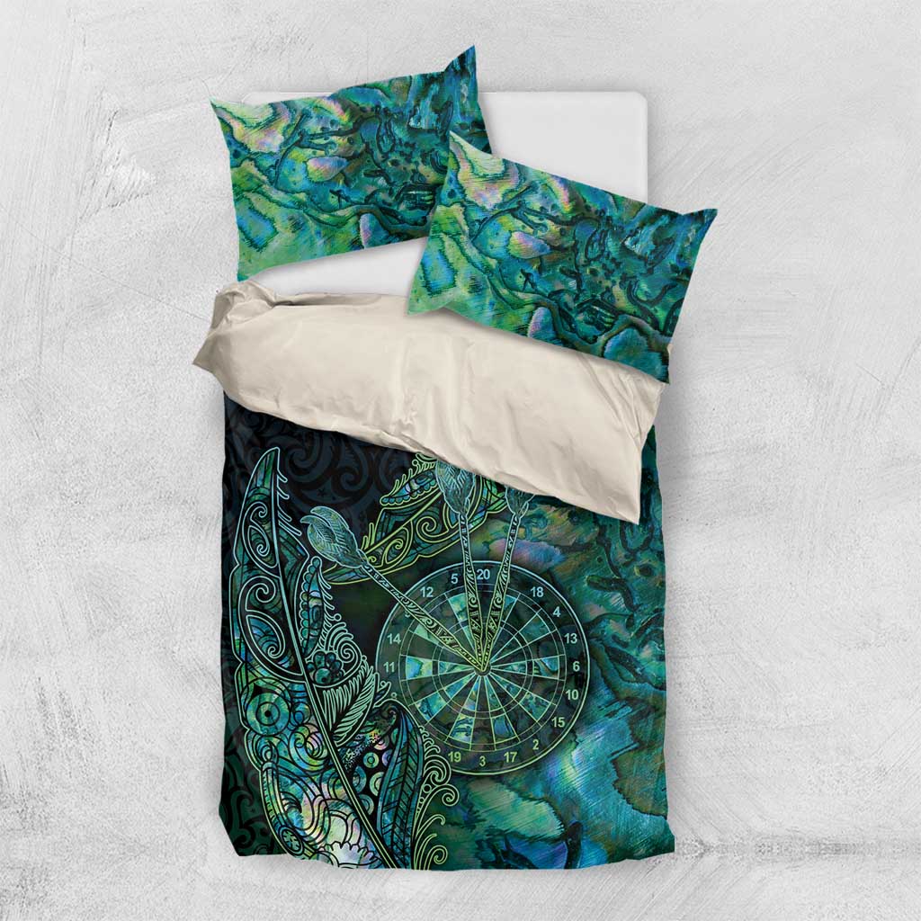 New Zealand Dart Bedding Set Maori Fern With Paua Shell DT05 US Twin 172cm x 218cm Green - Polynesian Pride