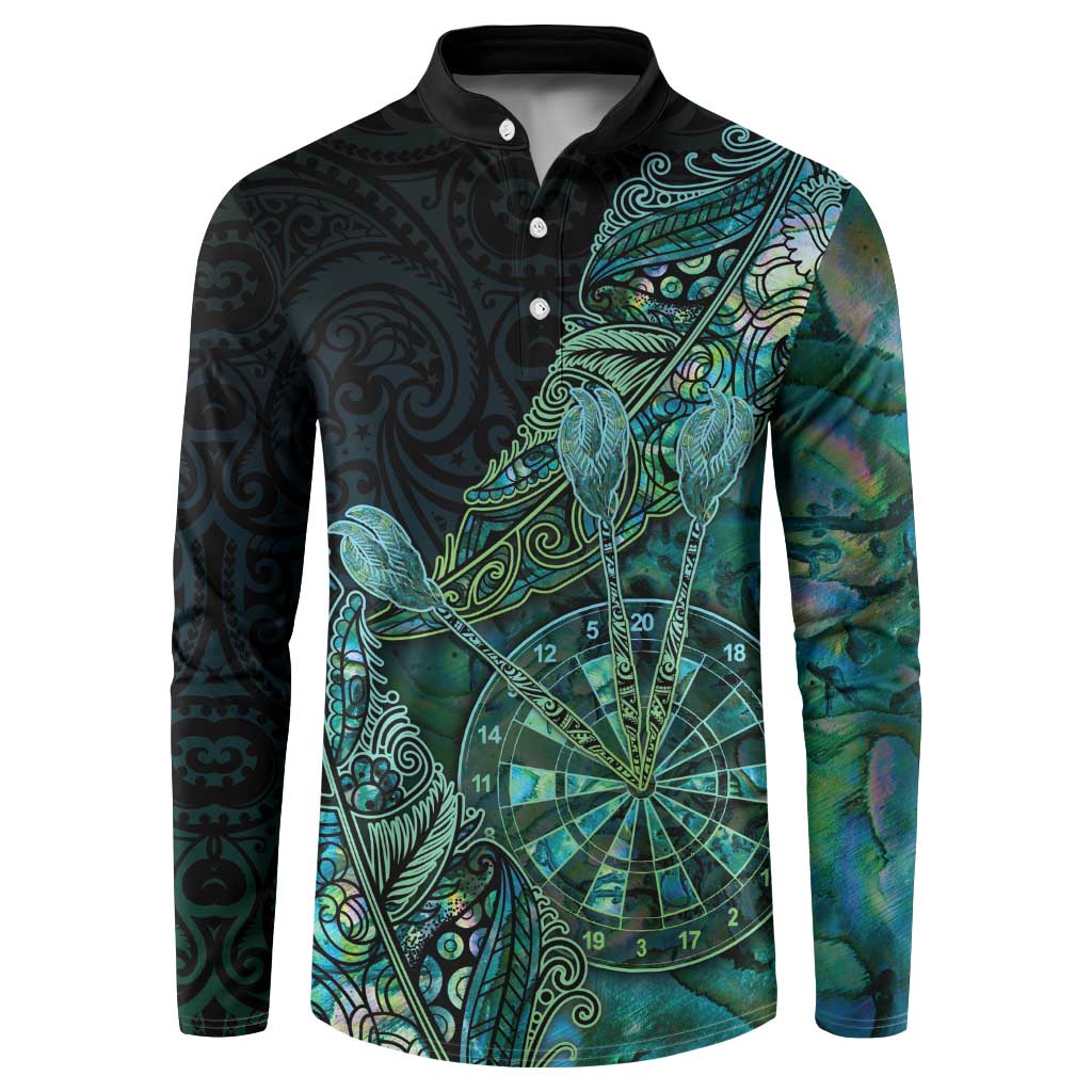 Personalised New Zealand Dart Button Sweatshirt Maori Fern With Paua Shell DT05 Green - Polynesian Pride