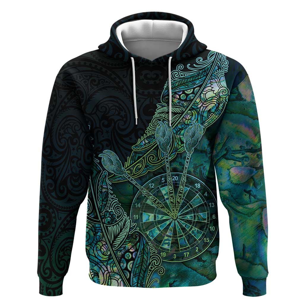 Personalised New Zealand Dart Hoodie Maori Fern With Paua Shell DT05 Pullover Hoodie Green - Polynesian Pride