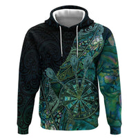 Personalised New Zealand Dart Hoodie Maori Fern With Paua Shell DT05 Pullover Hoodie Green - Polynesian Pride