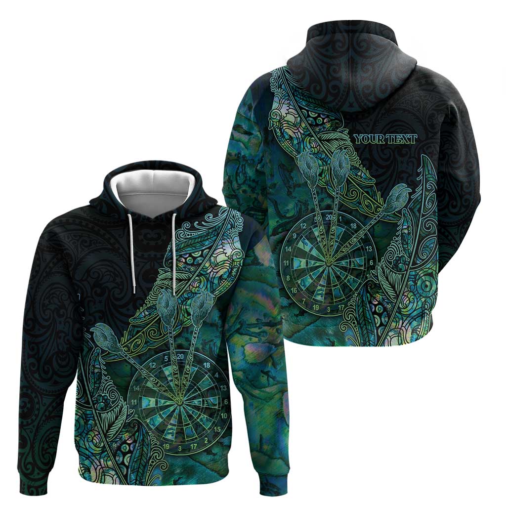 Personalised New Zealand Dart Hoodie Maori Fern With Paua Shell DT05 - Polynesian Pride