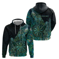 Personalised New Zealand Dart Hoodie Maori Fern With Paua Shell DT05 - Polynesian Pride