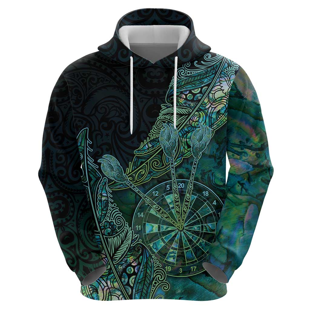 Personalised New Zealand Dart Hoodie Maori Fern With Paua Shell DT05 - Polynesian Pride