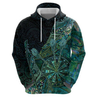 Personalised New Zealand Dart Hoodie Maori Fern With Paua Shell DT05 - Polynesian Pride