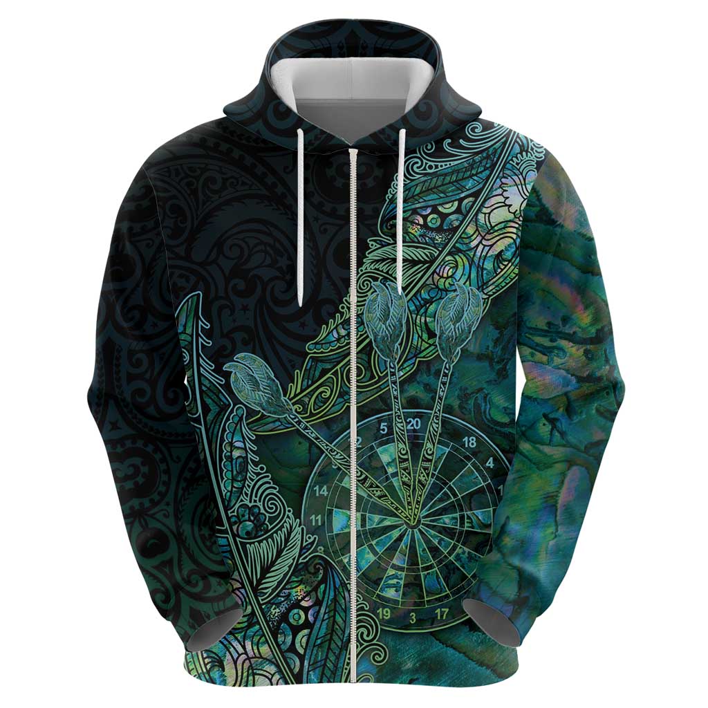 Personalised New Zealand Dart Hoodie Maori Fern With Paua Shell DT05 - Polynesian Pride