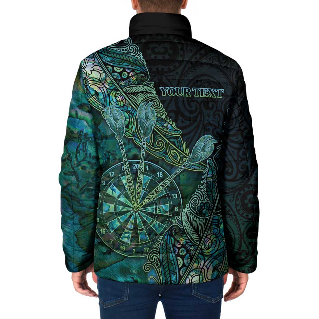 Personalised New Zealand Dart Padded Jacket Maori Fern With Paua Shell DT05 - Polynesian Pride