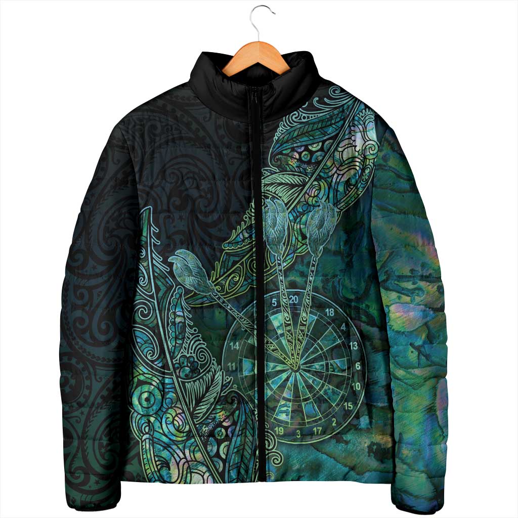 Personalised New Zealand Dart Padded Jacket Maori Fern With Paua Shell DT05 - Polynesian Pride