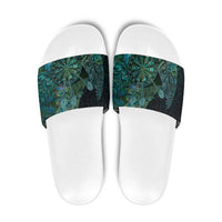 New Zealand Dart Slide Sandals Maori Fern With Paua Shell DT05 Green - Polynesian Pride