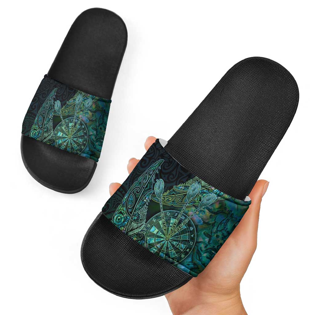 New Zealand Dart Slide Sandals Maori Fern With Paua Shell DT05 - Polynesian Pride