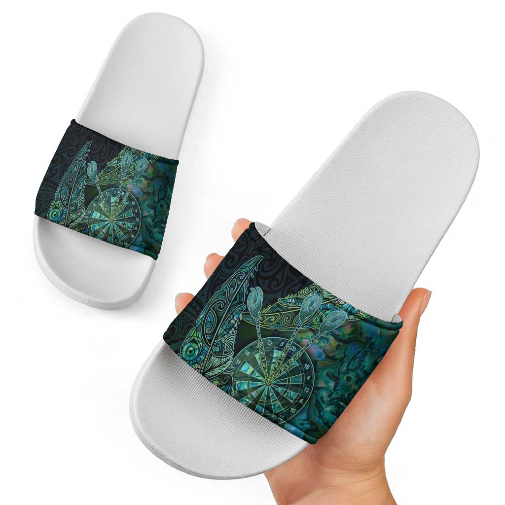 New Zealand Dart Slide Sandals Maori Fern With Paua Shell DT05 - Polynesian Pride