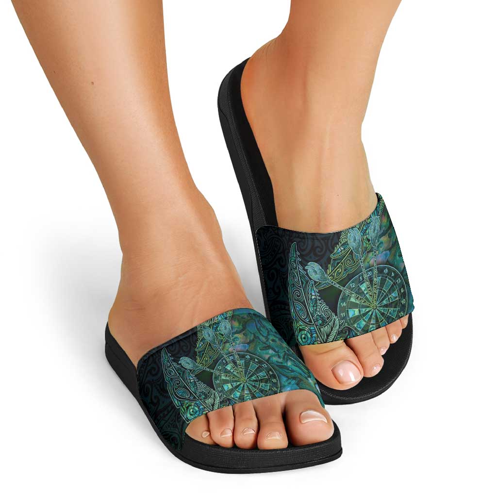 New Zealand Dart Slide Sandals Maori Fern With Paua Shell DT05 - Polynesian Pride