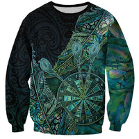 Personalised New Zealand Dart Sweatshirt Maori Fern With Paua Shell DT05 Unisex Green - Polynesian Pride