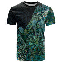 Personalised New Zealand Dart T Shirt Maori Fern With Paua Shell DT05 Green - Polynesian Pride
