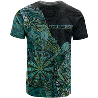 Personalised New Zealand Dart T Shirt Maori Fern With Paua Shell DT05 - Polynesian Pride