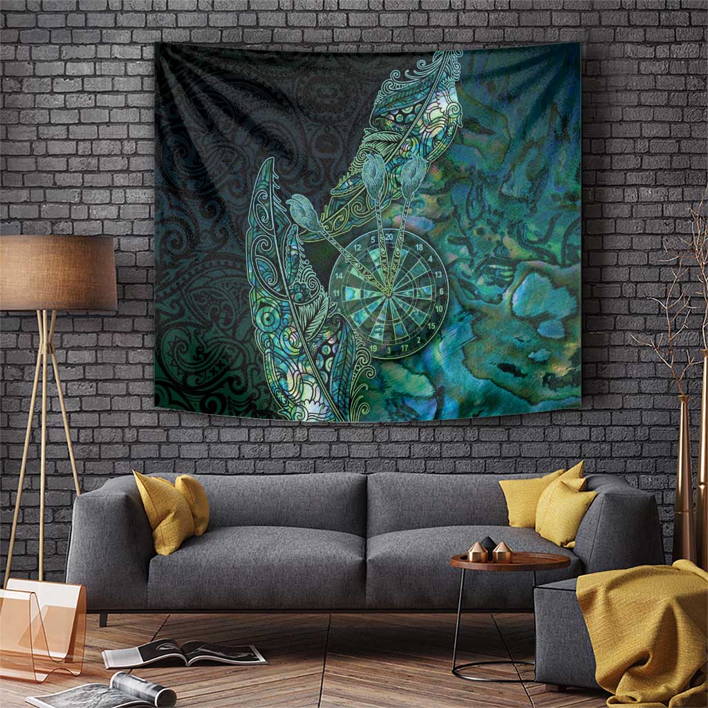 New Zealand Dart Tapestry Maori Fern With Paua Shell DT05 Green - Polynesian Pride