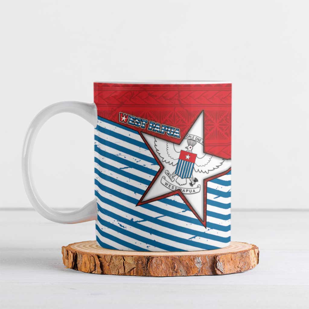 West Papua Morning Star Ceramic Mug One People One Soul DT05 Red - Polynesian Pride