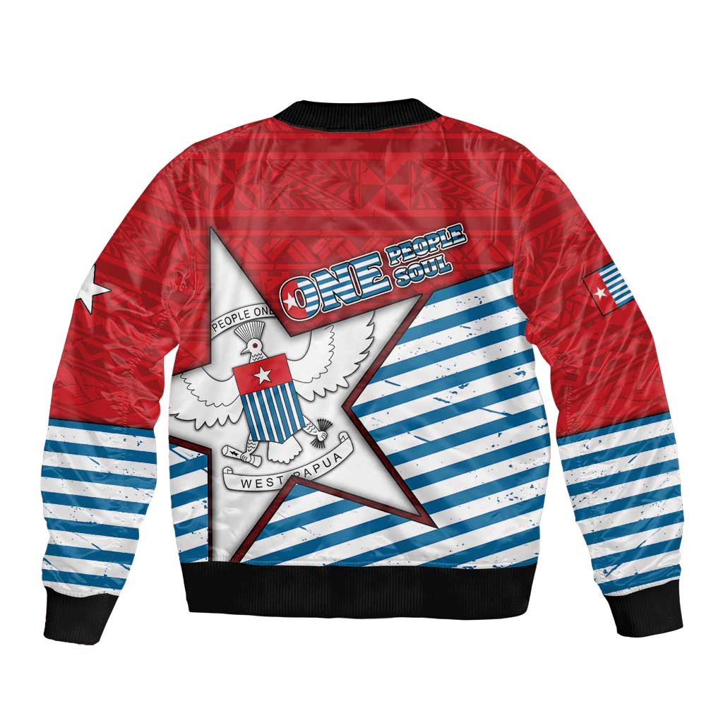 West Papua Morning Star Sleeve Zip Bomber Jacket One People One Soul DT05 - Polynesian Pride