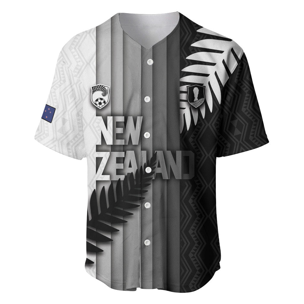 Custom New Zealand Football Baseball Jersey Silver Fern Maori Pattern Monochrome DT05 White - Polynesian Pride