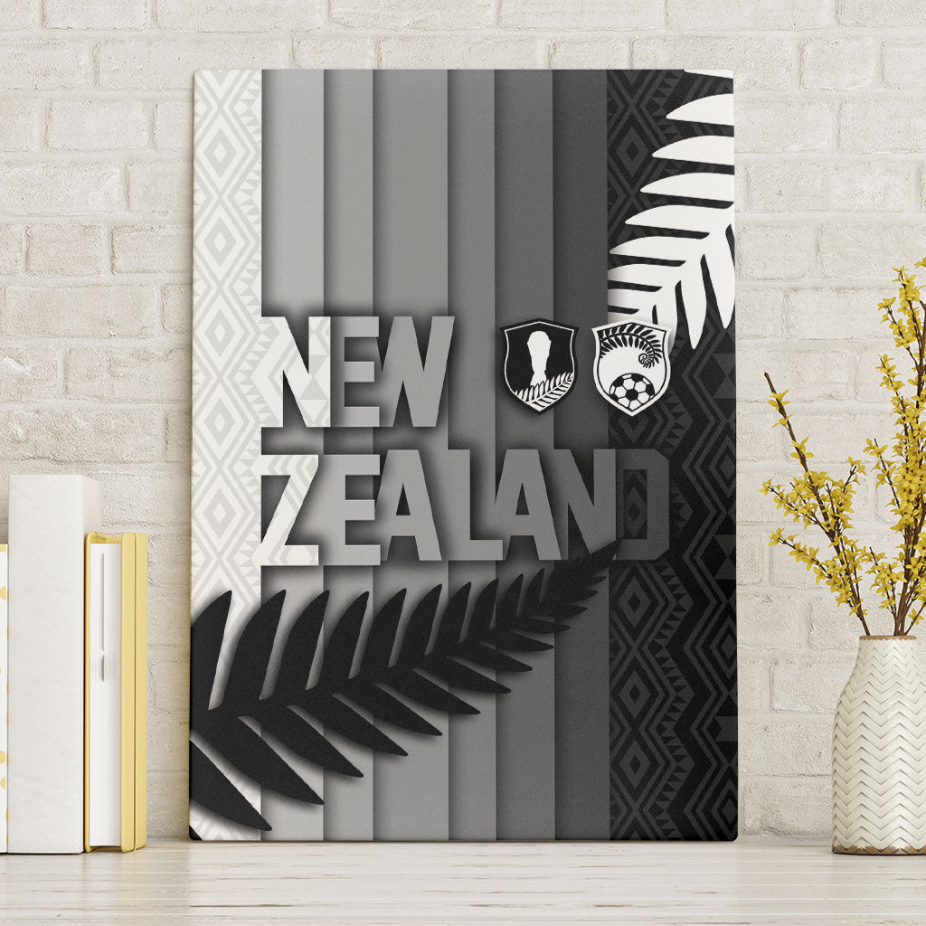 New Zealand Football Canvas Wall Art Silver Fern Maori Pattern Monochrome DT05 Without Frame White - Polynesian Pride