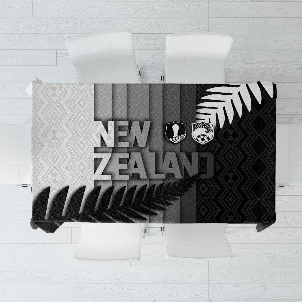 New Zealand Football Tablecloth Silver Fern Maori Pattern Monochrome DT05 White - Polynesian Pride