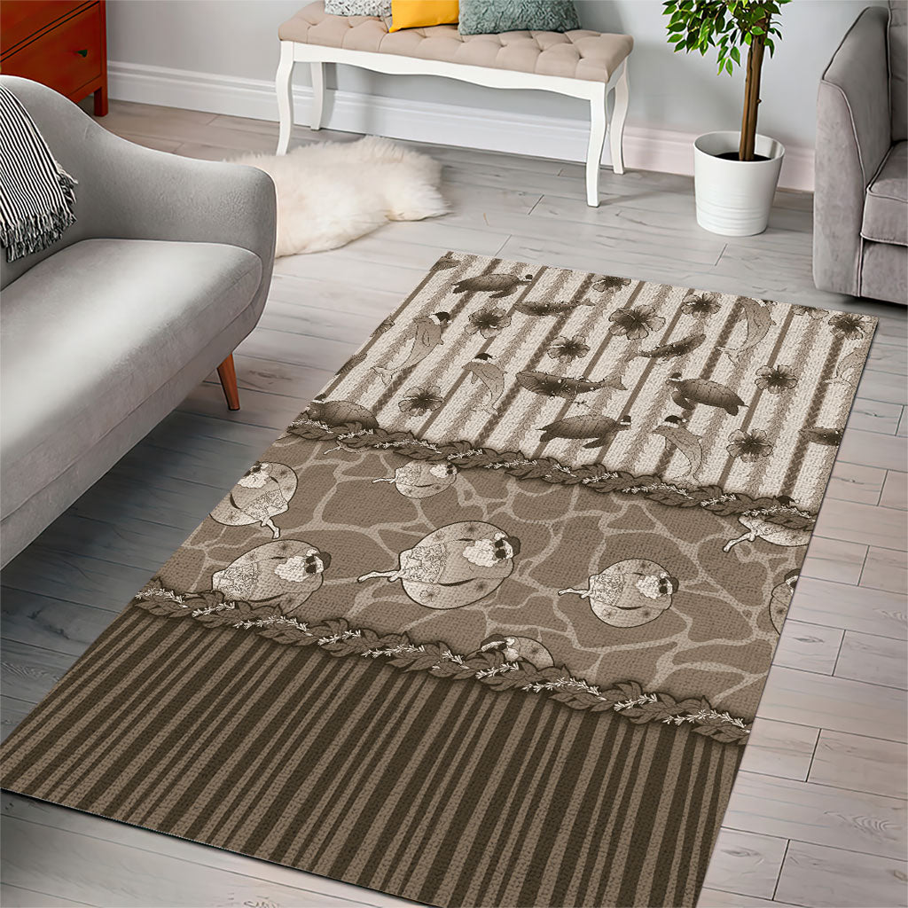 Hawaii Christmas In July Area Rug Beige Mele Kalikimaka Sea Animals DT05 - Polynesian Pride