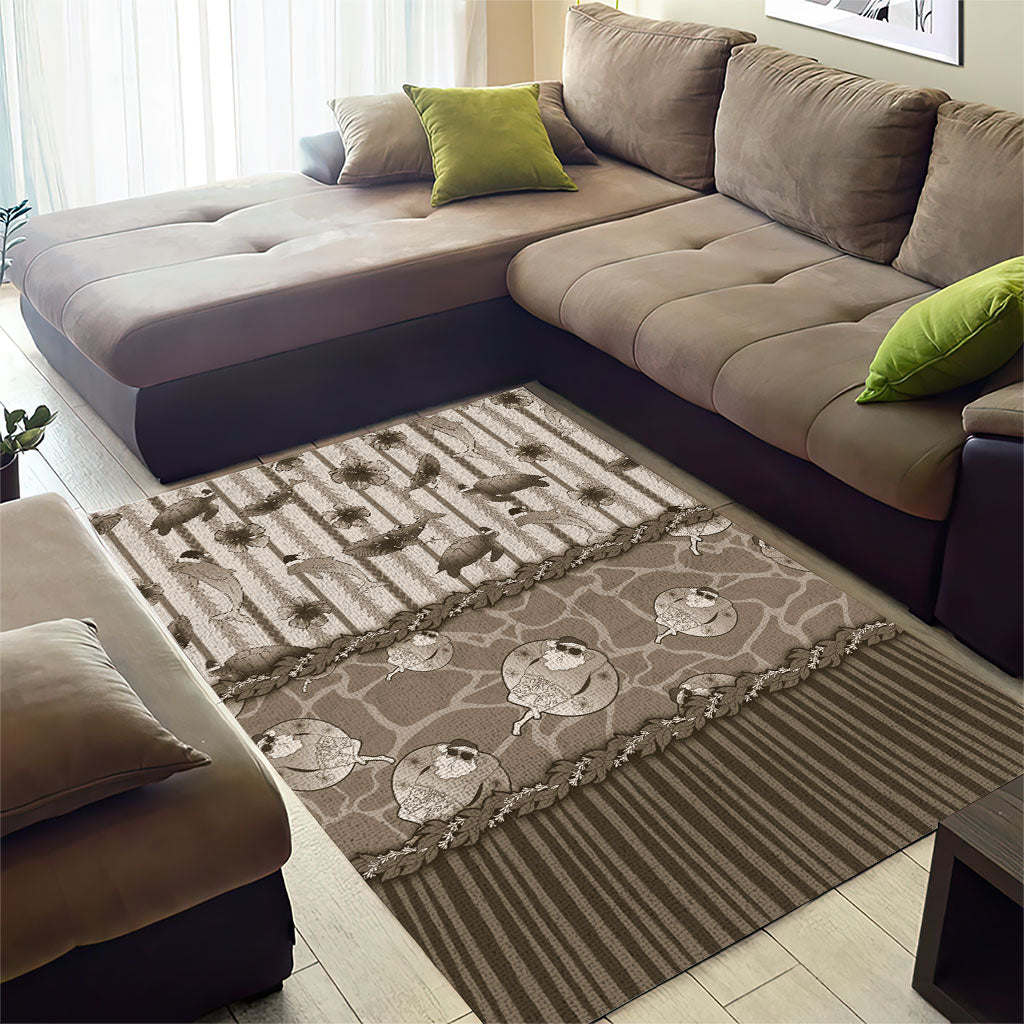 Hawaii Christmas In July Area Rug Beige Mele Kalikimaka Sea Animals DT05 - Polynesian Pride