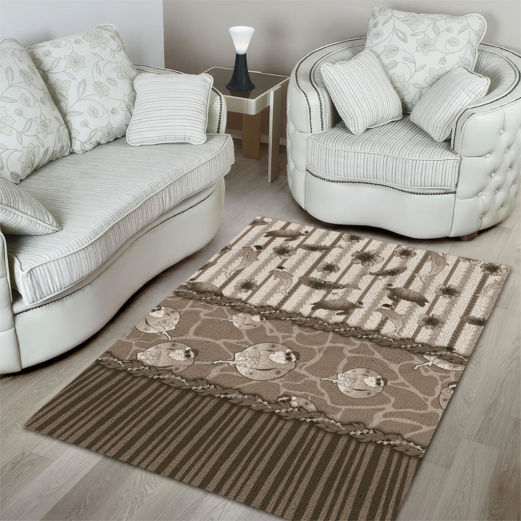 Hawaii Christmas In July Area Rug Beige Mele Kalikimaka Sea Animals DT05 - Polynesian Pride