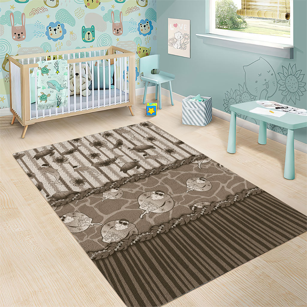Hawaii Christmas In July Area Rug Beige Mele Kalikimaka Sea Animals DT05 - Polynesian Pride
