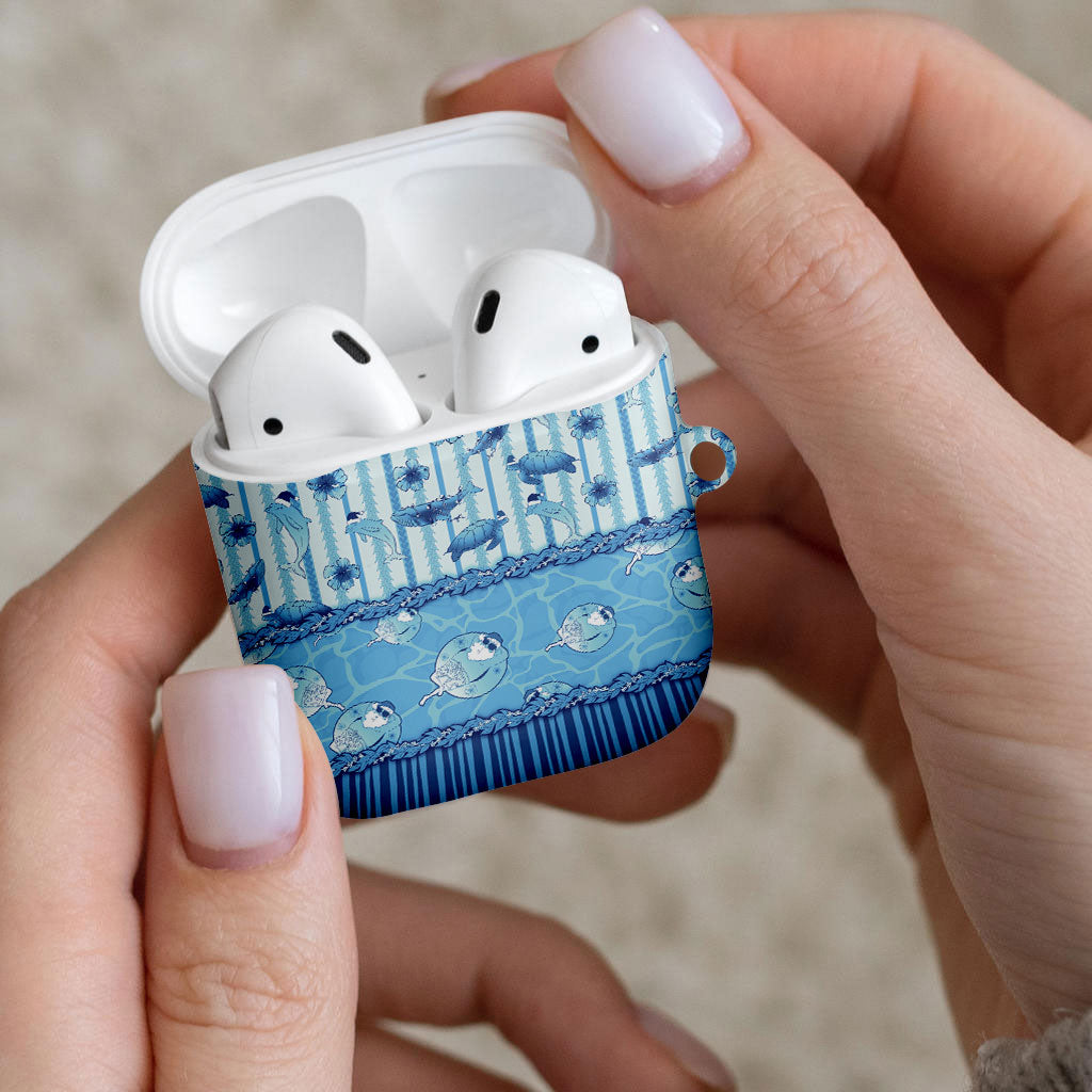Hawaii Christmas In July AirPods Case Sky Blue Mele Kalikimaka Sea Animals DT05 - Polynesian Pride