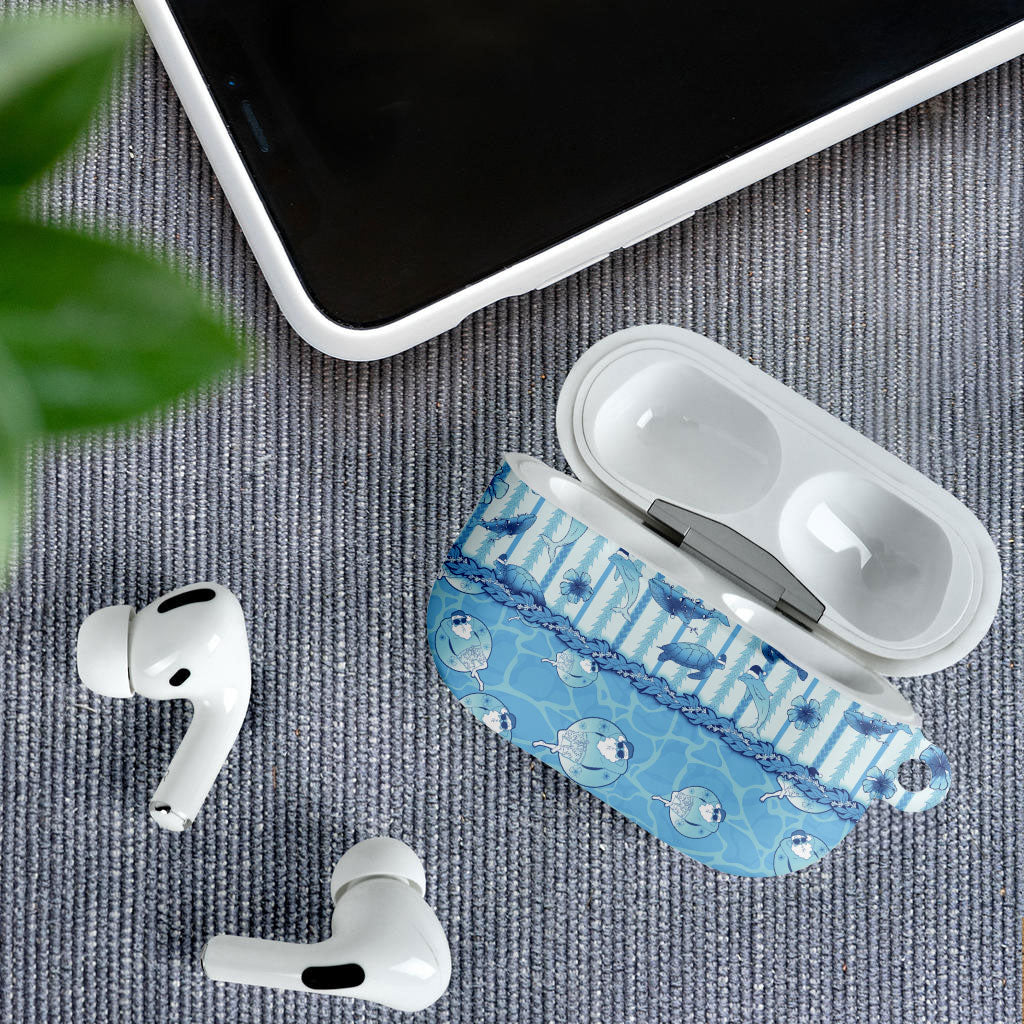 Hawaii Christmas In July AirPods Case Sky Blue Mele Kalikimaka Sea Animals DT05 - Polynesian Pride