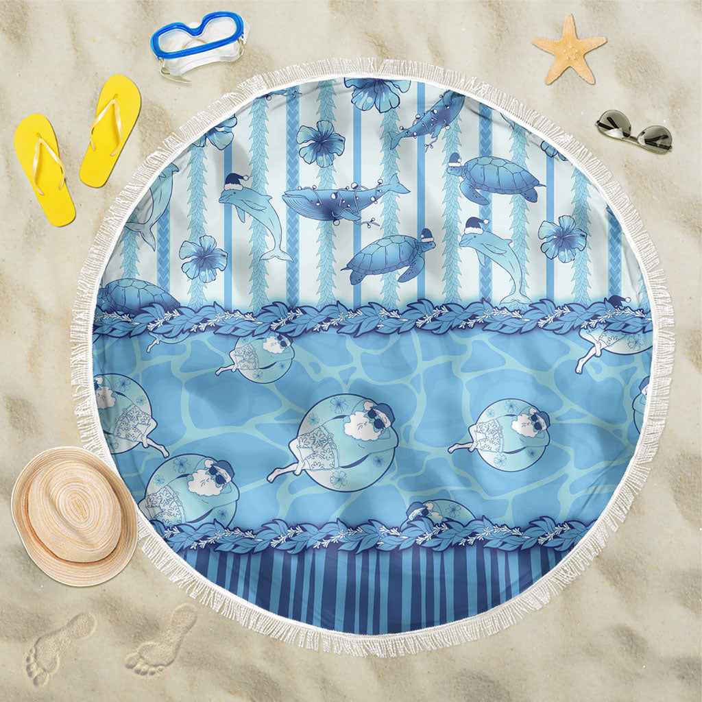 Hawaii Christmas In July Beach Blanket Sky Blue Mele Kalikimaka Sea Animals DT05 One Size 150cm Blue - Polynesian Pride