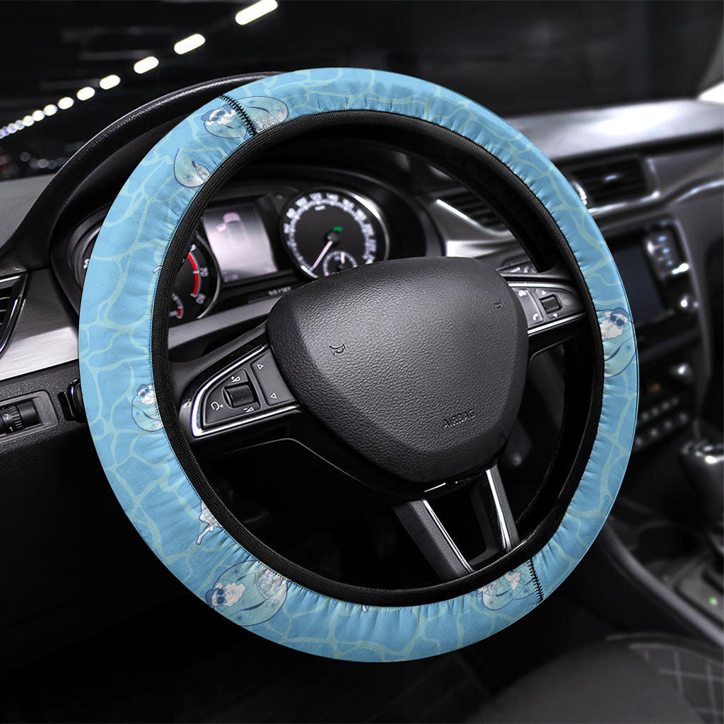 Hawaii Christmas In July Steering Wheel Cover Sky Blue Mele Kalikimaka Sea Animals DT05 Universal Fit Blue - Polynesian Pride