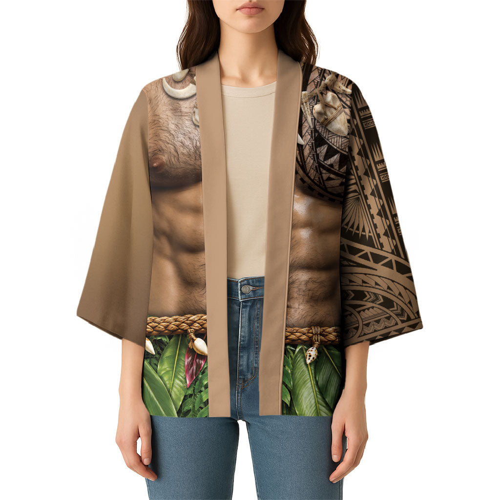 Warrior Muscle Tattoo 3D Funny Graphic Kimono Six Pack Abs Bone Necklace Leaf Skirt DT05 - Polynesian Pride