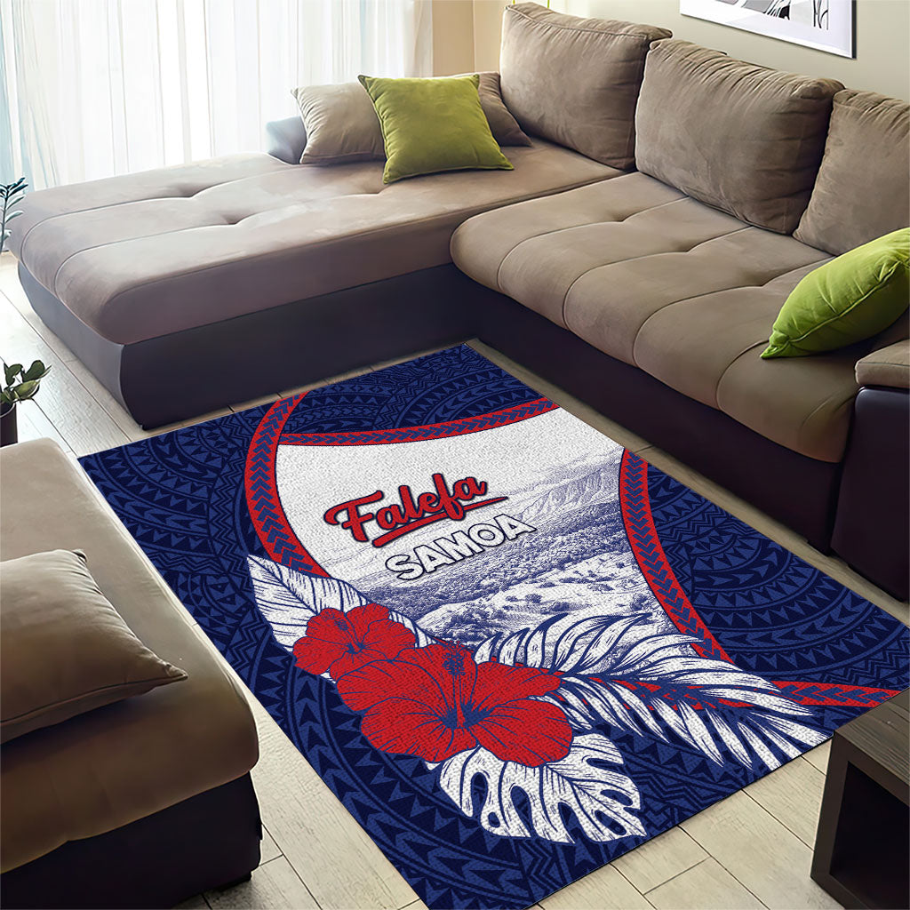 Falefa Samoa Village Area Rug Valley Polynesian Tribal Hibiscus Floral DT05 - Polynesian Pride
