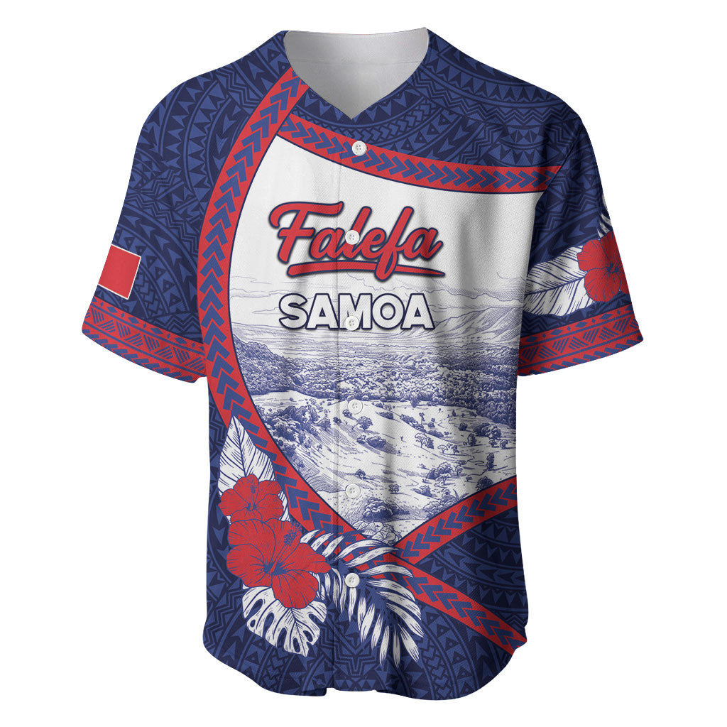 Personalised Falefa Samoa Village Baseball Jersey Valley Polynesian Tribal Hibiscus Floral DT05 Navy - Polynesian Pride