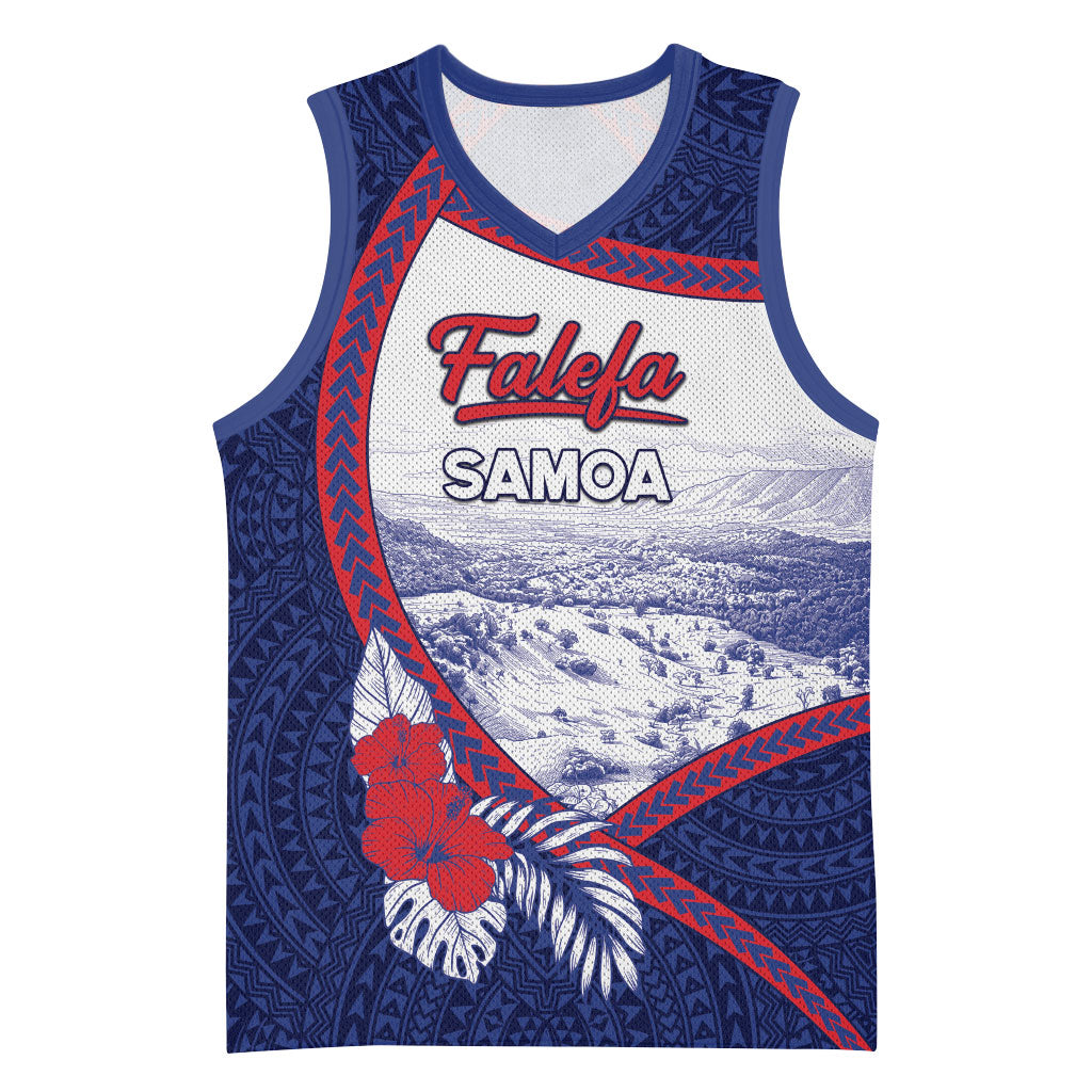 Personalised Falefa Samoa Village Basketball Jersey Valley Polynesian Tribal Hibiscus Floral DT05 Unisex Navy - Polynesian Pride