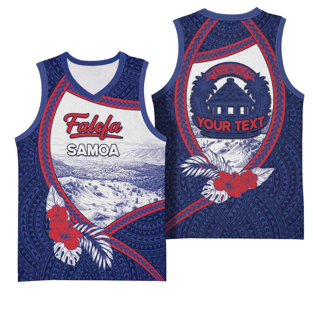 Personalised Falefa Samoa Village Basketball Jersey Valley Polynesian Tribal Hibiscus Floral DT05 - Polynesian Pride