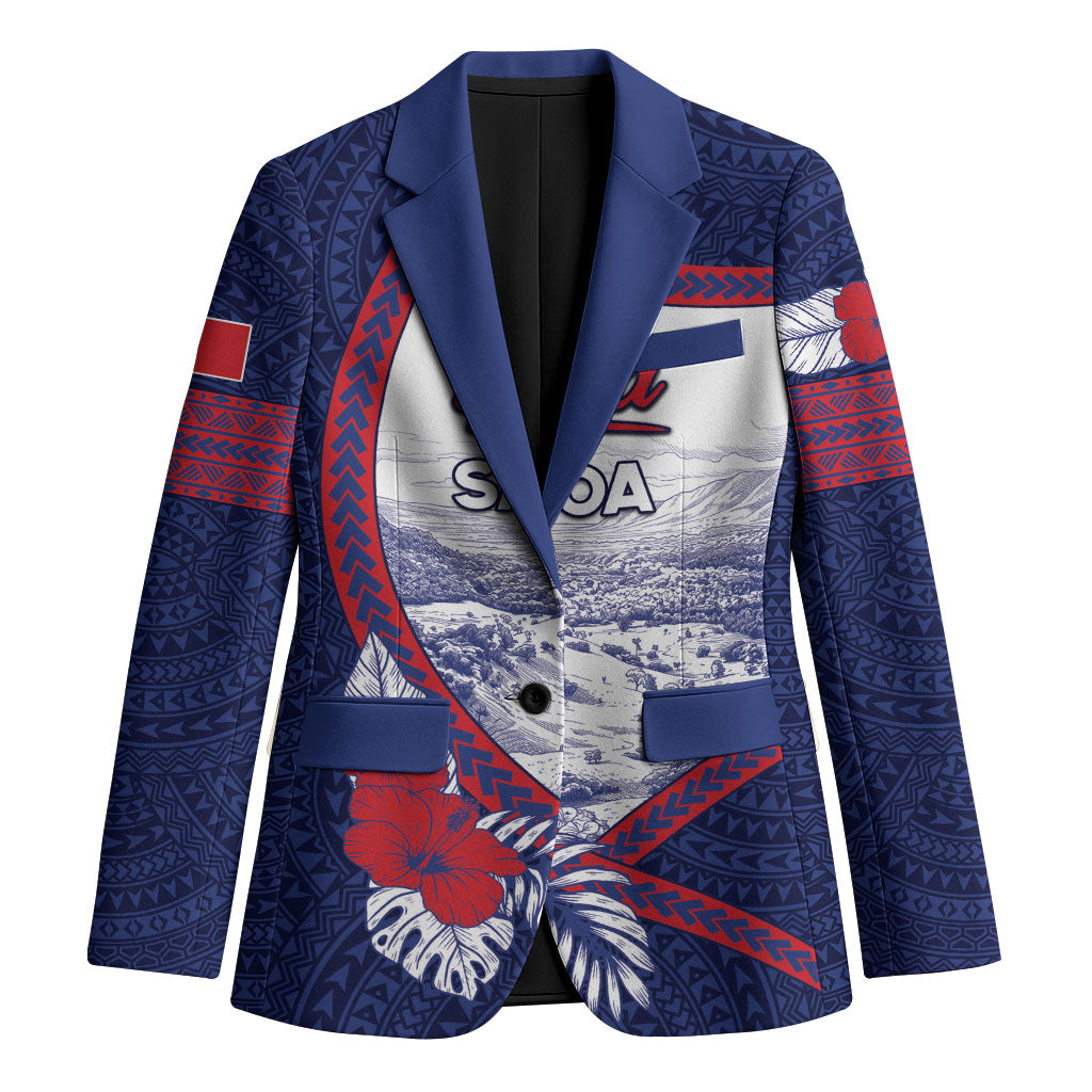 Personalised Falefa Samoa Village Blazer Valley Polynesian Tribal Hibiscus Floral DT05 Unisex Navy - Polynesian Pride
