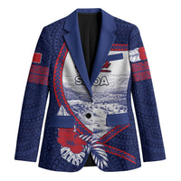 Personalised Falefa Samoa Village Blazer Valley Polynesian Tribal Hibiscus Floral DT05 Unisex Navy - Polynesian Pride